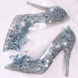 IFOMT  Cinderella Shoes Rhinestone High Heels Women Pumps Pointed toe Woman Crystal Party Wedding Shoes 5cm/7cm/9cm