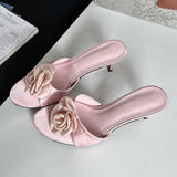 IFOMT  2024 Summer Fashion Flower Woman Slippers Thin Low Heels Party Stripper Ladies Mules Slides Zapatos Mujer