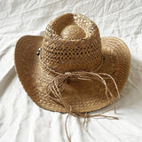 IFOMT Handmade Women Men Straw Hat Summer Beach Shell Vintage Beads Hollow Out Western Wide Brim Sun Hat Fishing Holiday Bohemian Cap