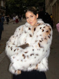 IFOMT Fashion Leopard Print Fluffy Faux Fur Coat For Women Loose Long Sleeve Lapel Short Jacket Luxury Thick High Street Outerwear