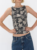 IFOMT Y2k Print Tank Top for Women Sleeveless Aesthetic Camisole Graphic Baby Tees Slim Fitted Strappy Shirts
