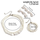 IFOMT 3Pcs/Set Kpop Multilayer Baroque Imitation Pearl Chain Necklace Bracelet Earring Wedding Bridal Goth Bohemia Jewelry Set Women