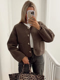 IFOMT 2024 Autumn Single Breasted Lamb Wool Jacket Women O-neck Pockets Buttons Slim Jacket Fashion Lady High Street Outwear