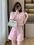 IFOMT High Quality French Fashion Small Fragrant Two Piece Set For Women Summer Jacket Coat + Short Set Korean Sweet 2 Piece Pant Sets