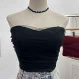 IFOMT Ladies Sexy Thai Hot Girl Mesh Splicing Chest Wrap Sleeveless Top Short Navel Baring Slim Tube Top With Breast Pads 8865 Outfits