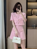 IFOMT High Quality French Fashion Small Fragrant Two Piece Set For Women Summer Jacket Coat + Short Set Korean Sweet 2 Piece Pant Sets