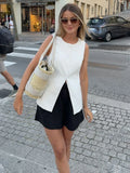 IFOMT Solid Single Breasted Vests Outwear Elegant Office Lady Sleeveless With Pocket Solid Color Loose Female Vest Cardigan New
