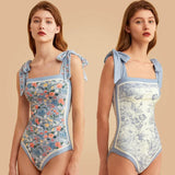 IFOMT New Vintage Printed Double-sided Wear Swimming Bathing Suit Women Bandage Sexy One Piece Swimsuit Beachwear Swimwear Woman