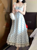 Ifomt Lace Spliced Floral Dress