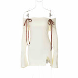 Ifomt Ribbons Trumpet Long-sleeved Dress