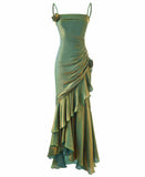 Ifomt Mermaid Rose Ruffled Suspender Dress