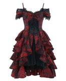 Ifomt Gothic Black and Red Jacquard Palace Dress