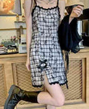 Ifomt Dark Coquette Lace Slit Suspender Dress