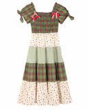 Ifomt Plaid Floral Bow Forest Dress