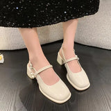 IFOMT  African Woman Shoe Mary Jane Summer High Heels Chunky Sandals Navy Blue Pumps Sweet 2024 Burgundy Straps Lolita Closed Black Bei