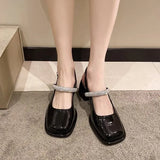 IFOMT  African Woman Shoe Mary Jane Summer High Heels Chunky Sandals Navy Blue Pumps Sweet 2024 Burgundy Straps Lolita Closed Black Bei