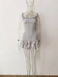 Ifomt High Quality 2023 Holiday Summer Strap Sleeveless Elegant Women Ruffled A-line Mini Dress