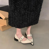IFOMT  2024 Summer New Women's Sandals Flat Shoes Women's Pointed Single Shoe Sandals Women's Thick Sole Zapatos De Mujer  White Heels