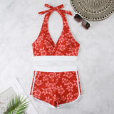 IFOMT Flower Print 2 Piece Swimsuit Women,sexy High Waist V-neck Tankini Bikini,2024 Suspender Halter Swimwear,summer Beach Vacation