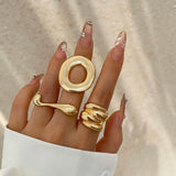 IFOMT Vintage Gothic Geometric Metal Rings for Women 2024 Trend Boho Flower Irregular Circular Couple Ring Wed Jewelry Accessories New