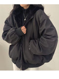 Winter Fleece Parkas Women Thicken Hooded Warm Coat Double Sided Korean Style Simple Solid Jackets Loose Casual Zipper Outwear