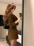 IFOMT Elegant Fashion Long Sleeve Coat Women+ Sexy Slim Fit Camisole Tops+ Y2k High Waist Bodycon Skirts Sping New Three Piece Sets