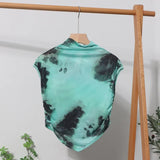 IFOMT Women's Retro Tie Dye Printed Mesh Short Sleeve T-Shirt Chic Sexy Folded Irregular Hot Girl Navel-Baring Vest Top 8721 Outfits