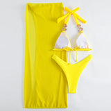 IFOMT Yellow Sexy Rhinestones Bikinis 2024 Women Swimwear Female Swimsuit Swimming Bathing Suits Brazilian Bikini Set Beachwear Bather