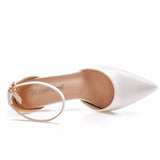 IFOMT  Crystal Queen Women 7CM Thick High Heels Sexy Pumps White Wedding Bride Shoes Pointed Toe Buckle Strap Sandals