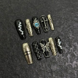 IFOMT 10pc detachable long stilette ballet false nails with Butterfly Camellia design y2k hot girl full cover artificial press on nail