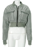 IFOMT Long Sleeve Zipper Short Jackets Women's New Bomber Coat With Pocket Fashion Splice Motorcycle Outfits 2024 Autumn Winter
