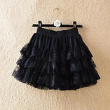 IFOMT Elastic Gothic Ruched Lace Tutu Skirt Women Black Mesh Detail Petticoat Sexy Mini Tulle Skirts Party Club Wear Dancer