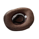 IFOMT Spring and Summer Women's Men's Handmade Hollow Cowboy Straw Hat Punk Large Brim Beach Hat Western Cowboy Tibetan Ethnic Style