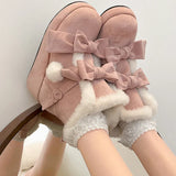 IFOMT Winter Lolita Style Warm Plush Women Snow Boots Fashion Platform Thick Heel Short Booties Casual Comfort Cotton Shoes