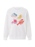IFOMT Y2k Grunge Sweatshirts Women Cute Fruits Graphic Oversized Hoodies Crew Neck Loose Fit Pullover Tops Aesthetic Streetwear