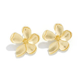 IFOMT Elegant Punk Five Leaf Flower Stud Earrings for Women Wed Bridal Simple Gold Color Pierced Earring Y2K Accessories Gift