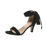 IFOMT  Ankle Straps High Heels Sandals Women Summer Pointed Toe Thick Heeled Sandals Woman Plus Size 43 Lace Up Black Party Shoes