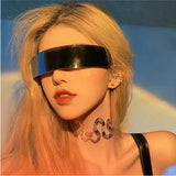 IFOMT Goggles Futuristic Party Glasses One Piece Wrap Around Silver Mirror Sunglasses Women Men Sunnies Shades Sun Glasses