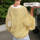 IFOMT Women's Hand-knitted Twist Sweater Pullover Loose Fashion Versatile Long Sleeve Knitted Top Solid Color Autumn Winter New
