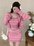 IFOMT Sweet Three Piece Set Women Sweater Cardigan + Camisole + Skirt Sets Fashion Knit 3pcs Suits Ensemble Femme Conjuntos Feminino