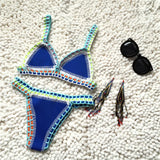 IFOMT Knitted Bikini 2024 2-piece Swimsuit for Women,summer Beach Vacation Bathing Suit,sexy Triangle Cup V-neck Suspender Swimwear