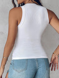 IFOMT Ribbed Tank Top Women 2024 Summer Workout Fitness Short Vest O Neck Solid Colors Knitted Slim Basic Top Sporty Bra Streetwear