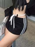 Ifomt Black Bandage Skirt Women Hotsweet Side Stripe Low Waist Mini Skirts Y2k Korean Fashion Streetwear Short Skirts Summer
