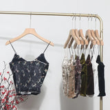 IFOMT Women's Retro Chic Floral Print Velvet Spaghetti Strap Camisole Top Sleeveless Tube Top With Padded Base 8965 PartyClub Outfits