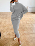 IFOMT Knitted Skirt Sets Women Autumn Winter Turtleneck Pullover And Pencil Long Skirts Elegant 2 Piece Sets Sweater Outfits