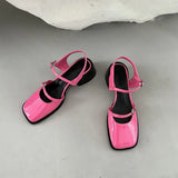 IFOMT  African Woman Shoe Mary Jane Summer High Heels Chunky Sandals Navy Blue Pumps Sweet 2024 Burgundy Straps Lolita Closed Black Bei