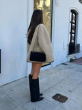 IFOMT Women Warm Lamb Wool Thick Coat Elegant Round Neck Long Sleeve Single Breasted Jacket 2024 Autumn Lady High Street Outerwear