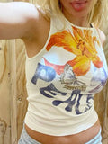 IFOMT Y2k Print Tank Top for Women Sleeveless Aesthetic Camisole Graphic Baby Tees Slim Fitted Strappy Shirts