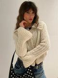 IFOMT Women's Autumn Flare Long Sleeve Sweater Cardigan Casual Pleated Loose Cropped Coat Female Y2k Top Fashion Solid Cardigan