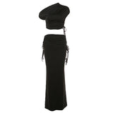 IFOMT Bandage Maxi Skirt 2 Piece Sets Womens Outfits Sexy Slim Tank Tops Lady Party Bodycon Long Elegant Dress Sets Womens 2024